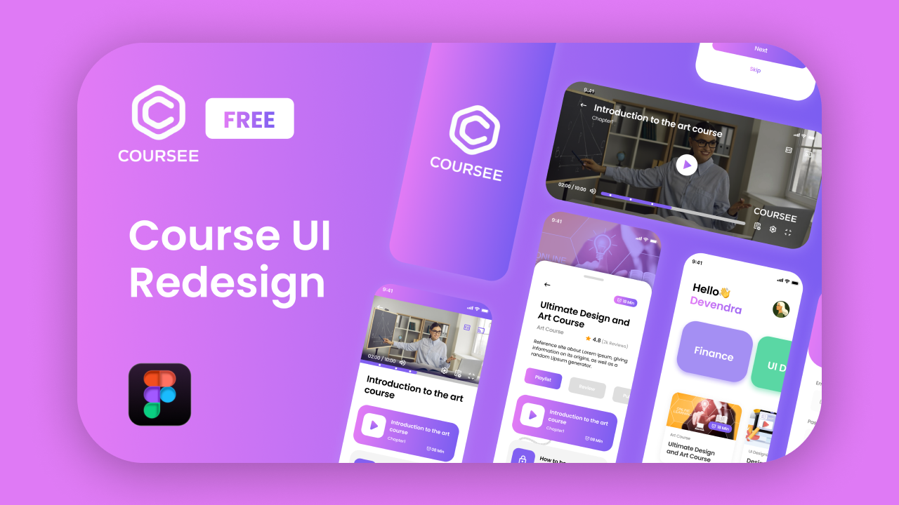 [FREE] Coursee - Course App UI Design Kit For Figma