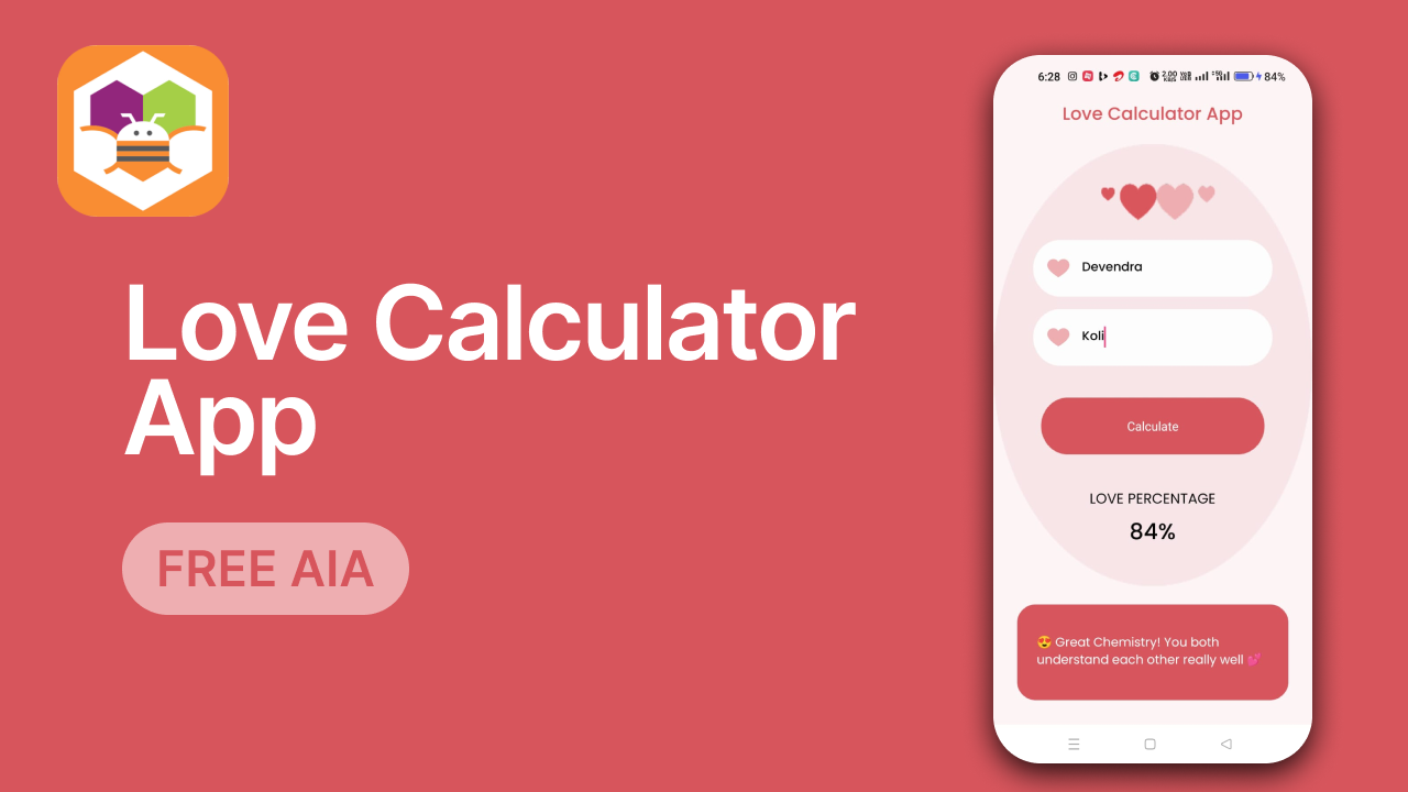 Love Calculator App aia Mit app inventor